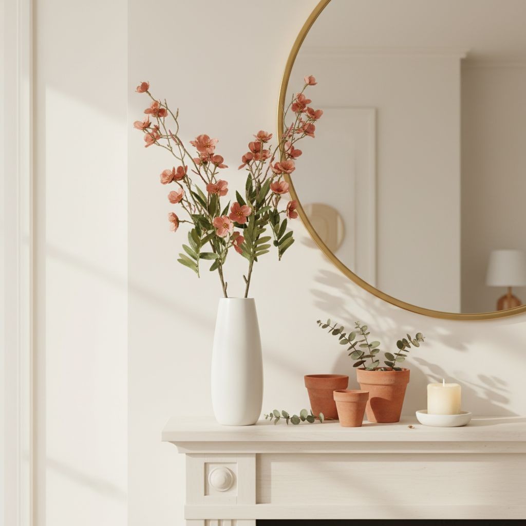 Artificial Dogwood Flower Stems Dusty Rose Mauve Terracotta Faux Floral 23 Inch