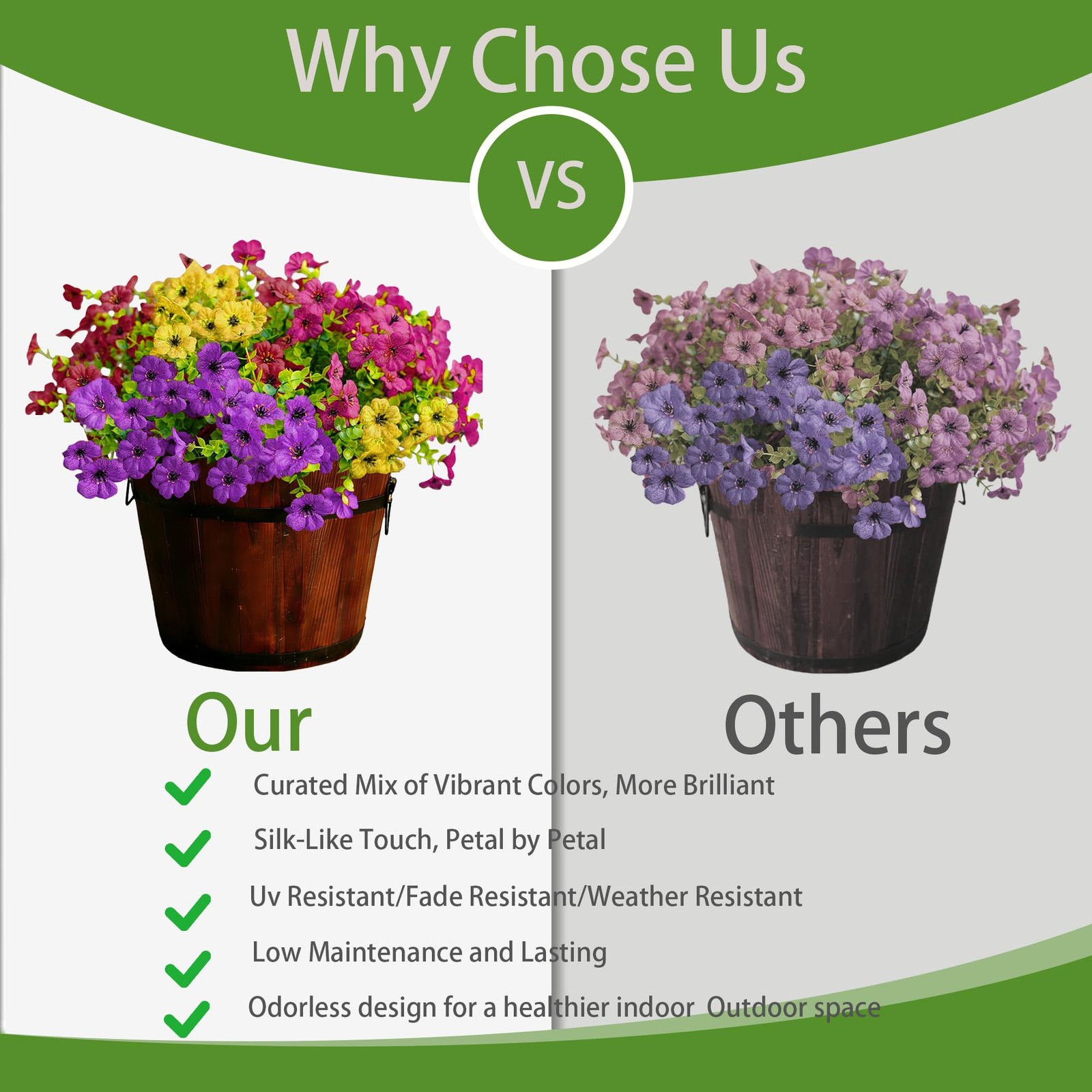 10 Bundles Spring Artificial Flowers for Outdoor,UV Resistant Fade Proof Outd…