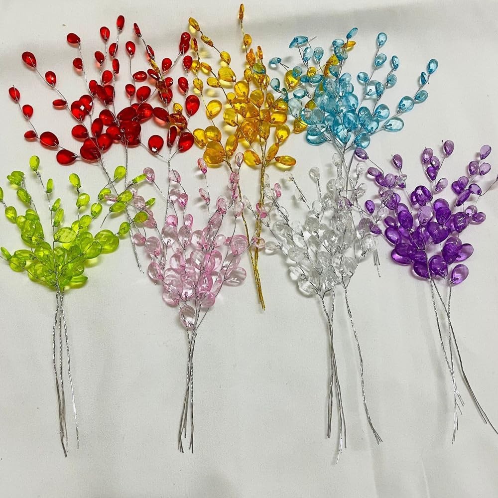 30pack Acrylic Bead Drop and Soft Stems Floral Picks,6.75″ Artificial Bouquet…