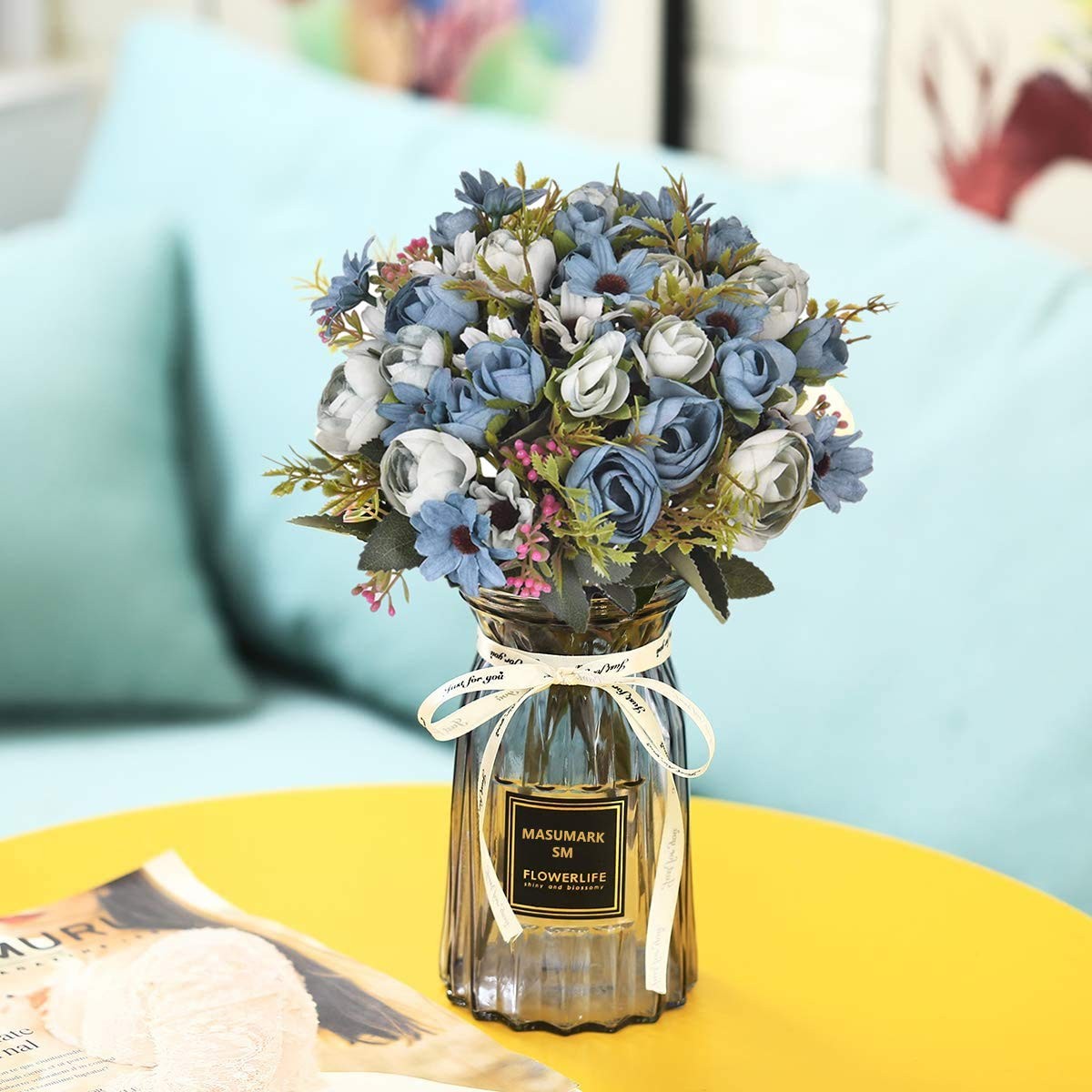Artificial Flowers for Decoration, Fake Rose Silk Flower Plastic Plants Home …