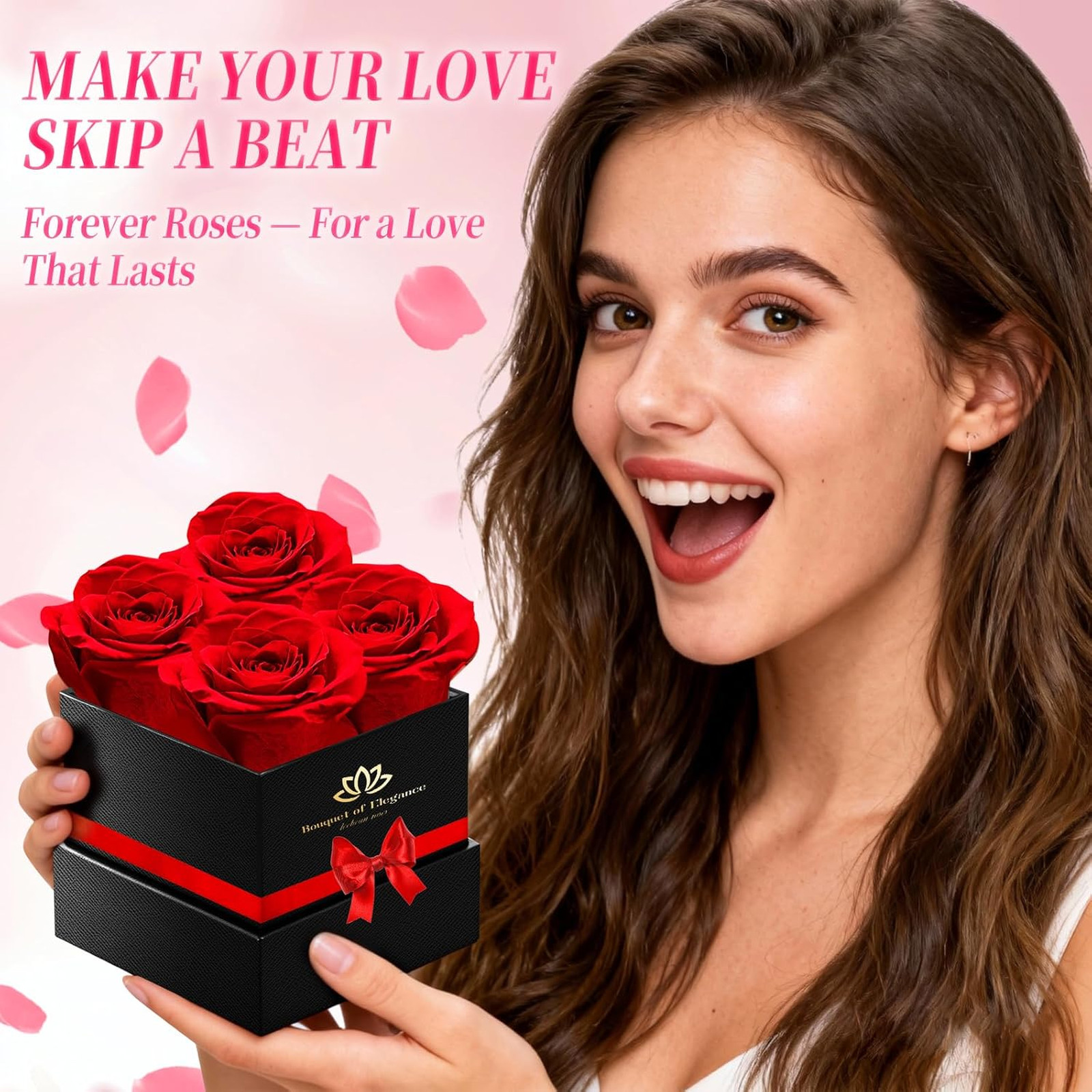 Forever Roses Luxury Gift Box for Women Men Preserved Flowers Bouquet for