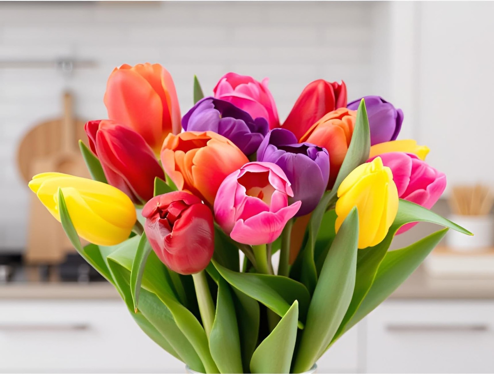 15 Stem Rainbow Tulip Bouquet Fresh Cut Flowers USA Gift Birthday Anniversary Ho