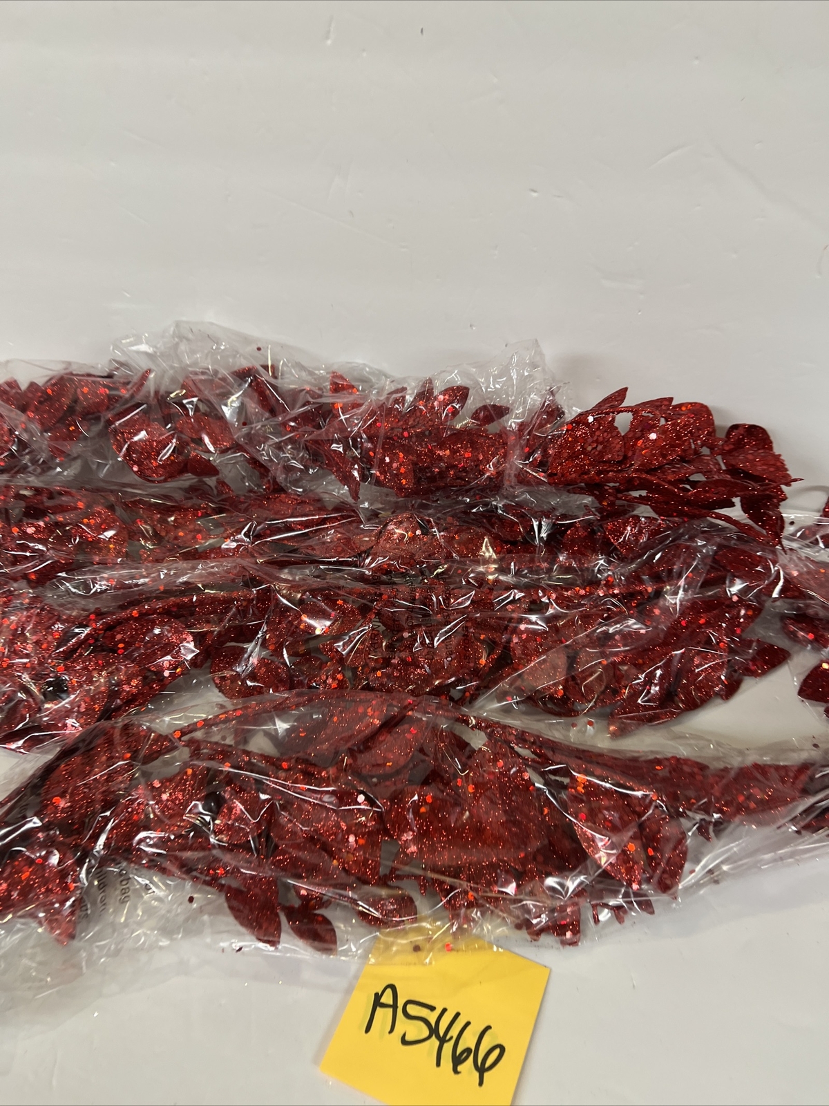 Set of 2 Red 4′ Shimmering Leaf Garlands Glitter Valerie Parr Hill