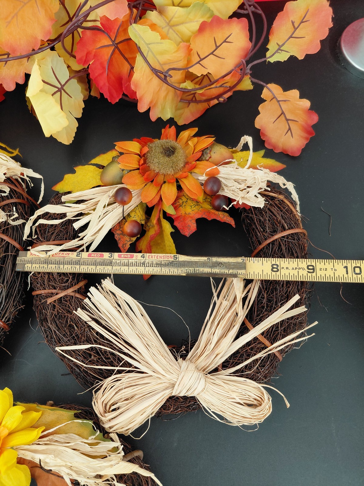 Fall Wreath & Garland Decor Set Artificial Sunflower Grapevine Autumn Home Door