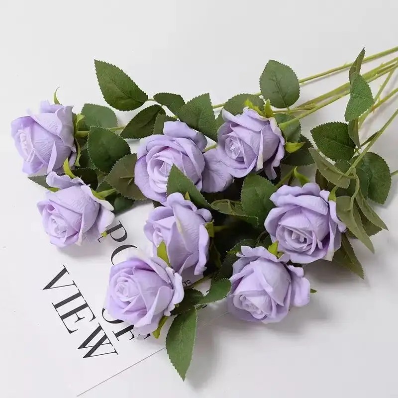 Artificial Rose Flowers Realistic Faux Rose Stems Wedding Home Party Decor 20PC