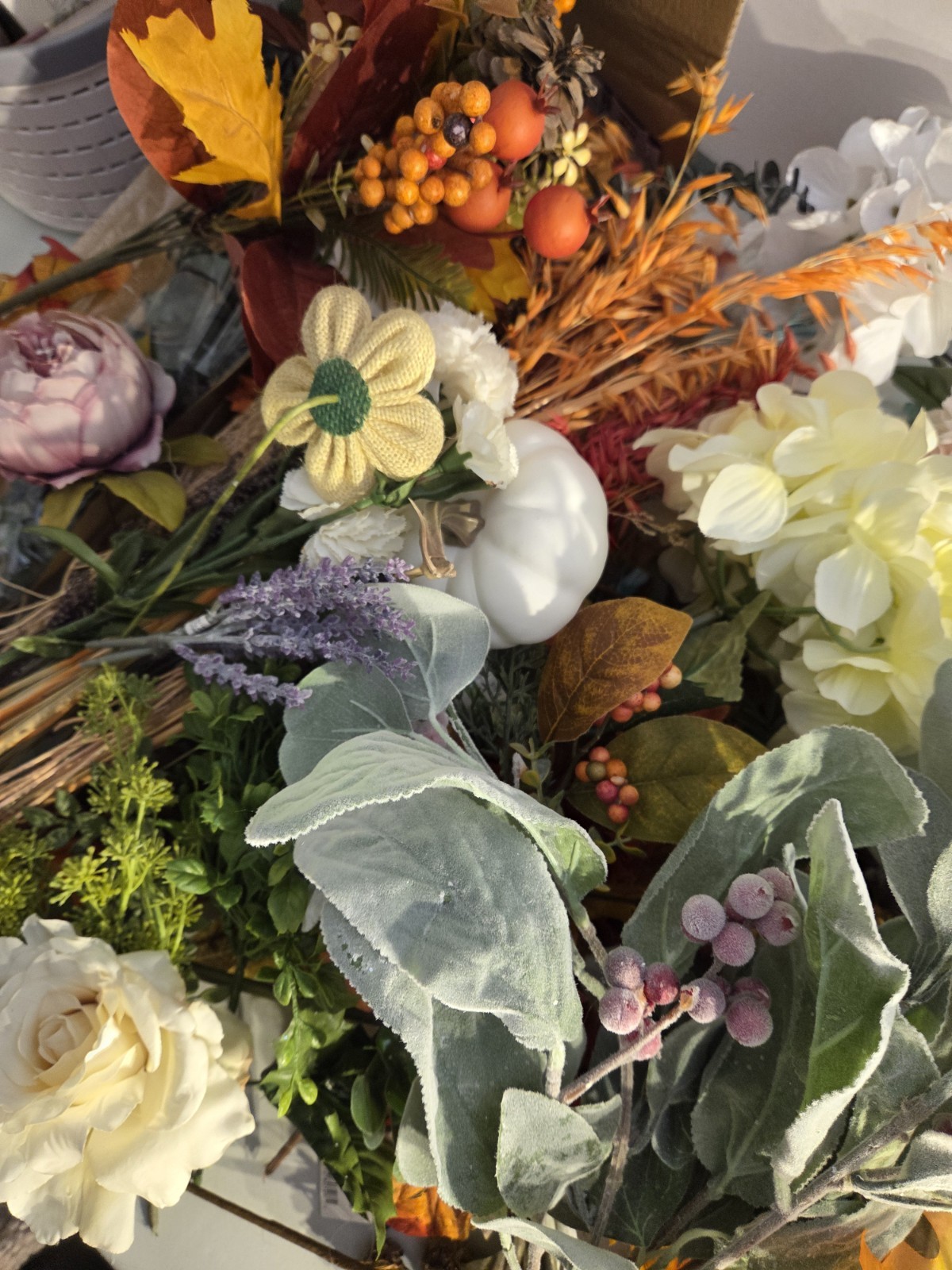 Large Faux Floral Pick Lot Wreaths, Crafting Holiday Multi Color Over 60 Picks