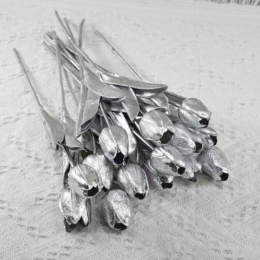 Luxury Look Artificial Tulips PU Plastic Iron Wire 34cm for Interior Decoration