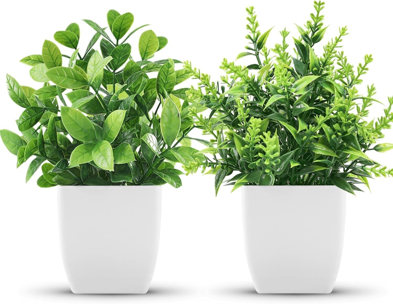 Elegant 2 Pack Faux Eucalyptus Plants in White Pots for Home & Office Decor