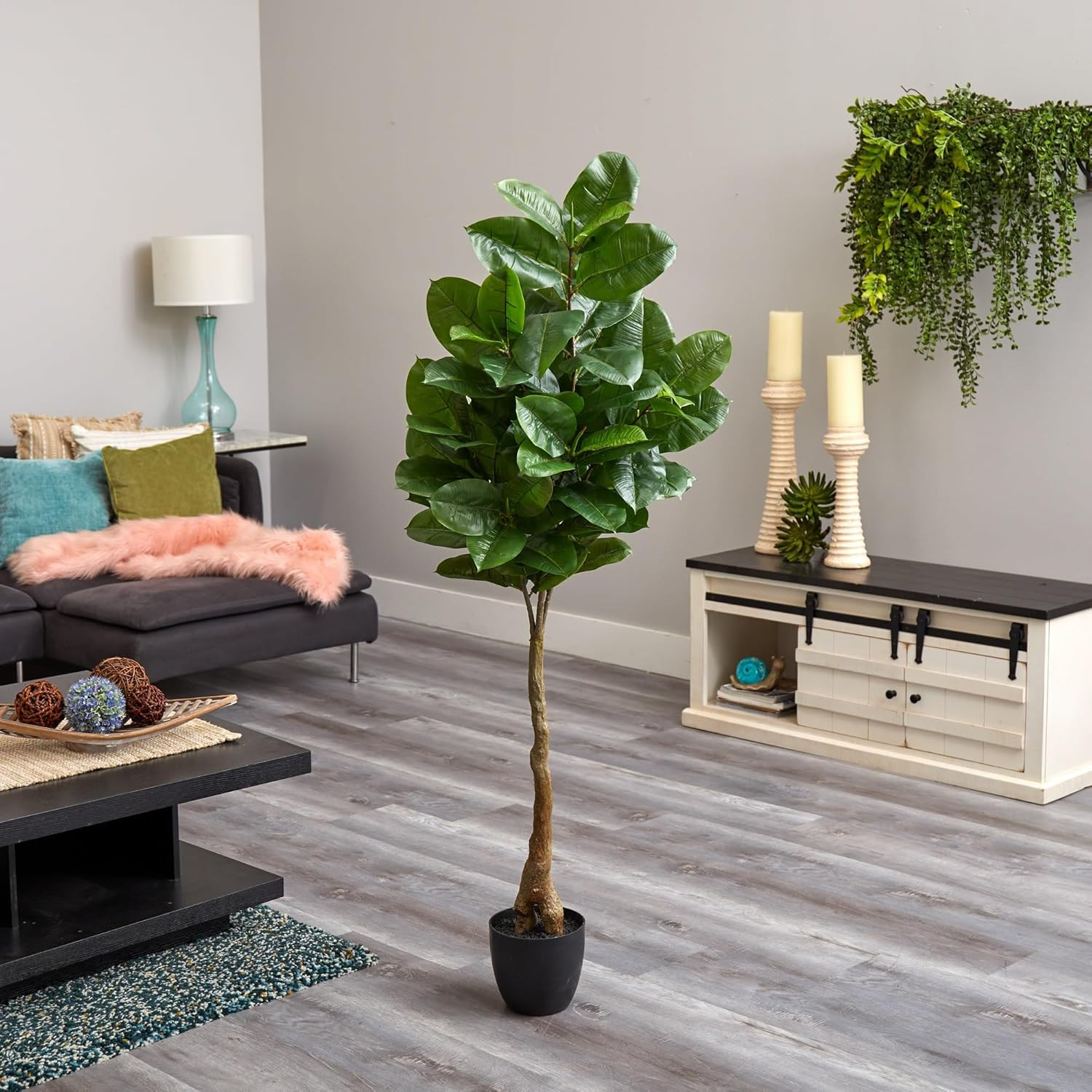 Lifelike 65″ Rubber Leaf Artificial Tree – Real Touch Indoor Decor
