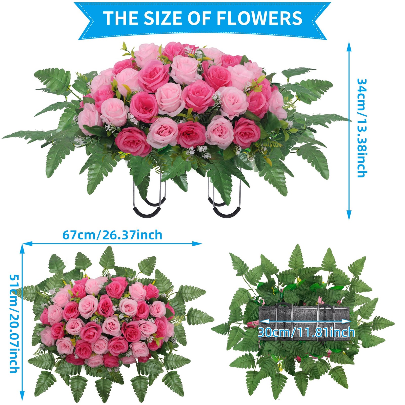 Cemetery Headstone Flower Saddle,Artificial Cemetery Flower Saddles for Grave…