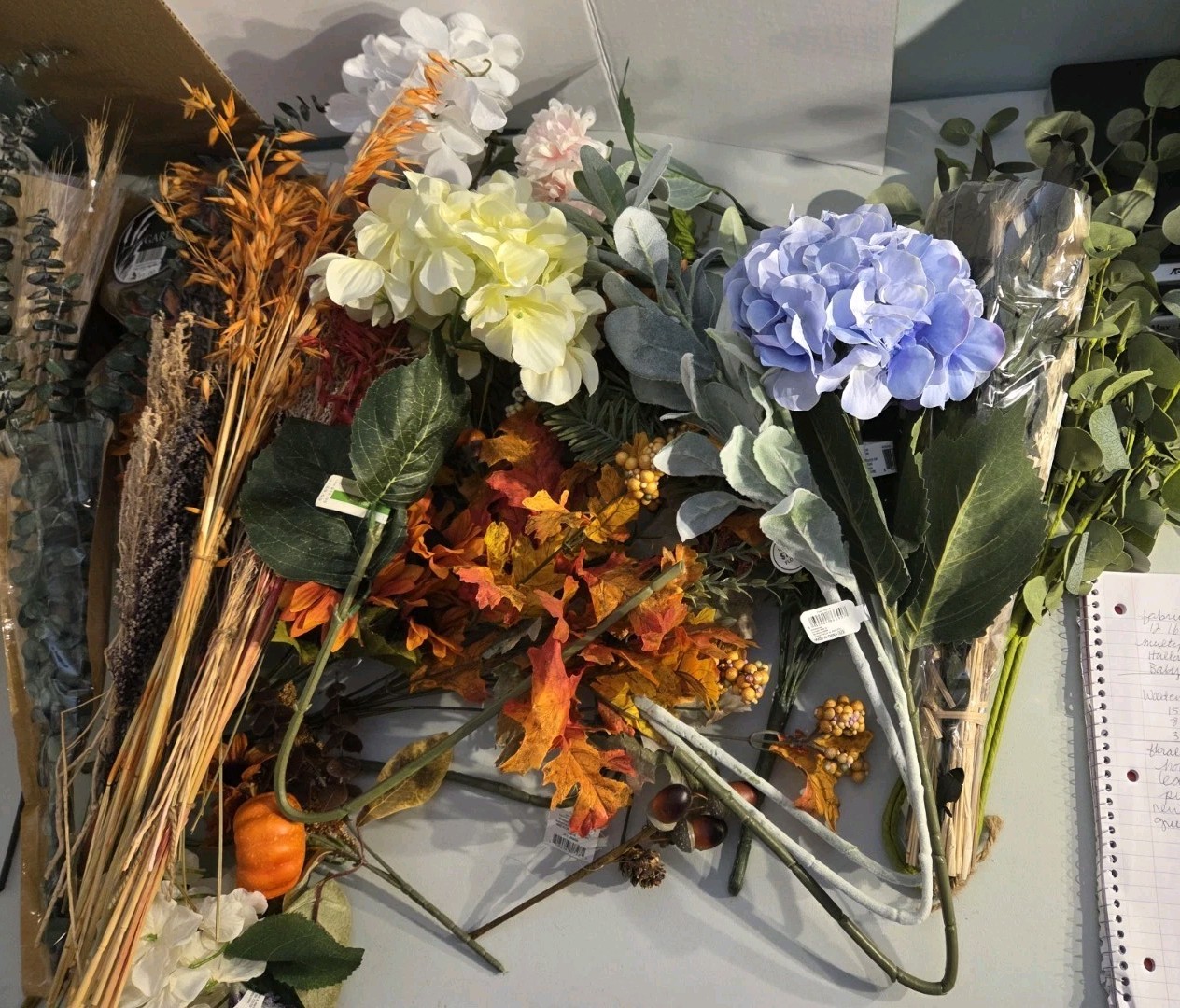 Large Faux Floral Pick Lot Wreaths, Crafting Holiday Multi Color Over 60 Picks