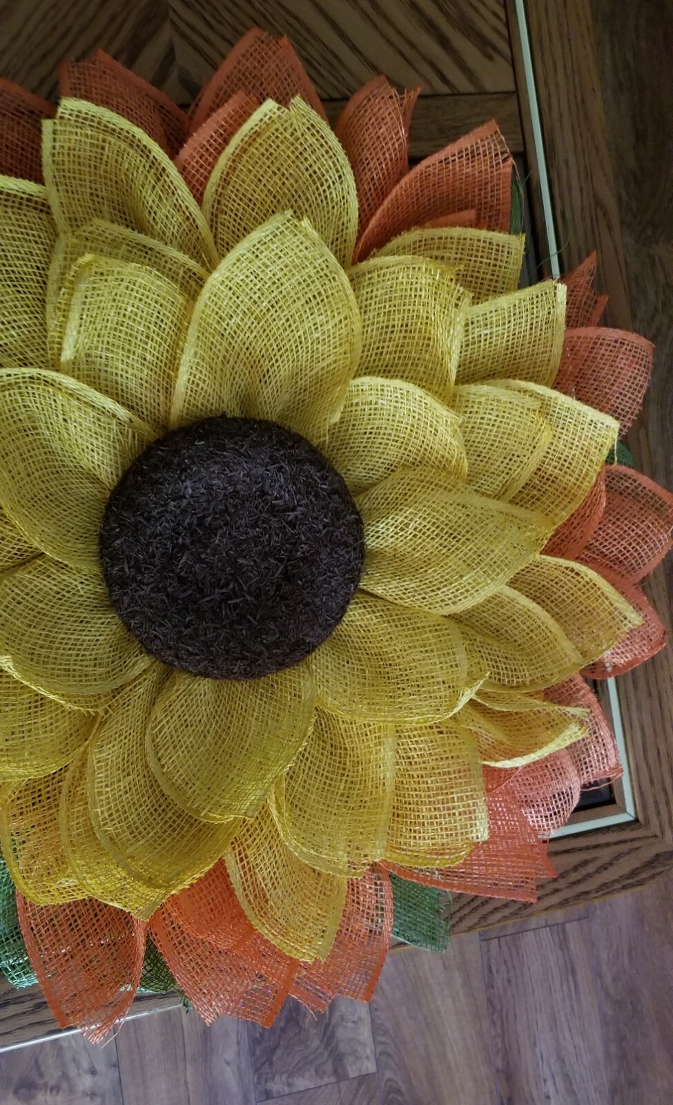 Beautiuf Sunflower $45.pm if interest. Have 2 in stock.made w/ poly burlap mesh.