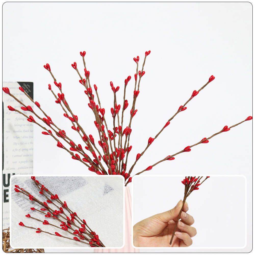 5pcs Orange Berry Christmas Christmas Berry Picks Artificial Red Berry Stems
