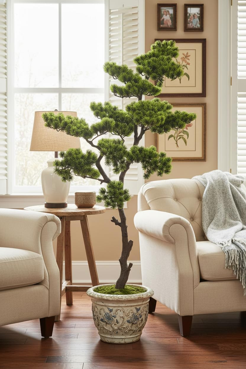 4FT Artificial Bonsai Tree Large Faux Plants Indoor Fake Tall Realistic 48 Inch