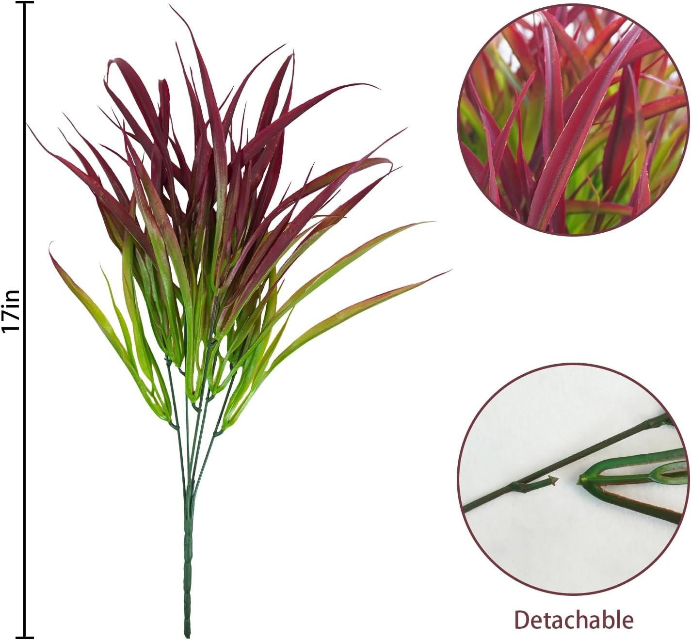 12 Bundles Artificial Outdoor Plants UV Resistant Fake Grass Plants Faux Plastic