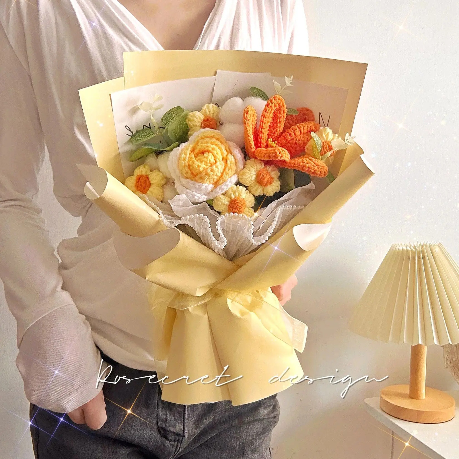 Handcrafted Rose and Tulip Knitted Bouquet for Birthdays and Special Occasions