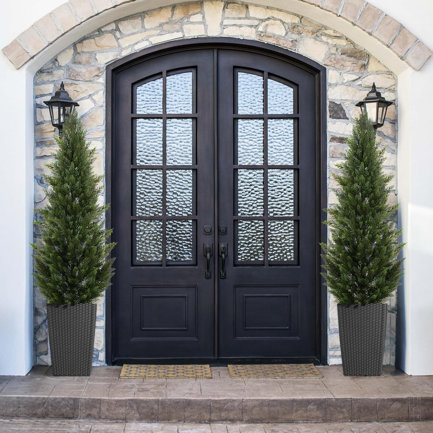 Vitalismo Outdoor Artificial Cedar Topiary Tree, Faux Evergreen Shrubs for Front