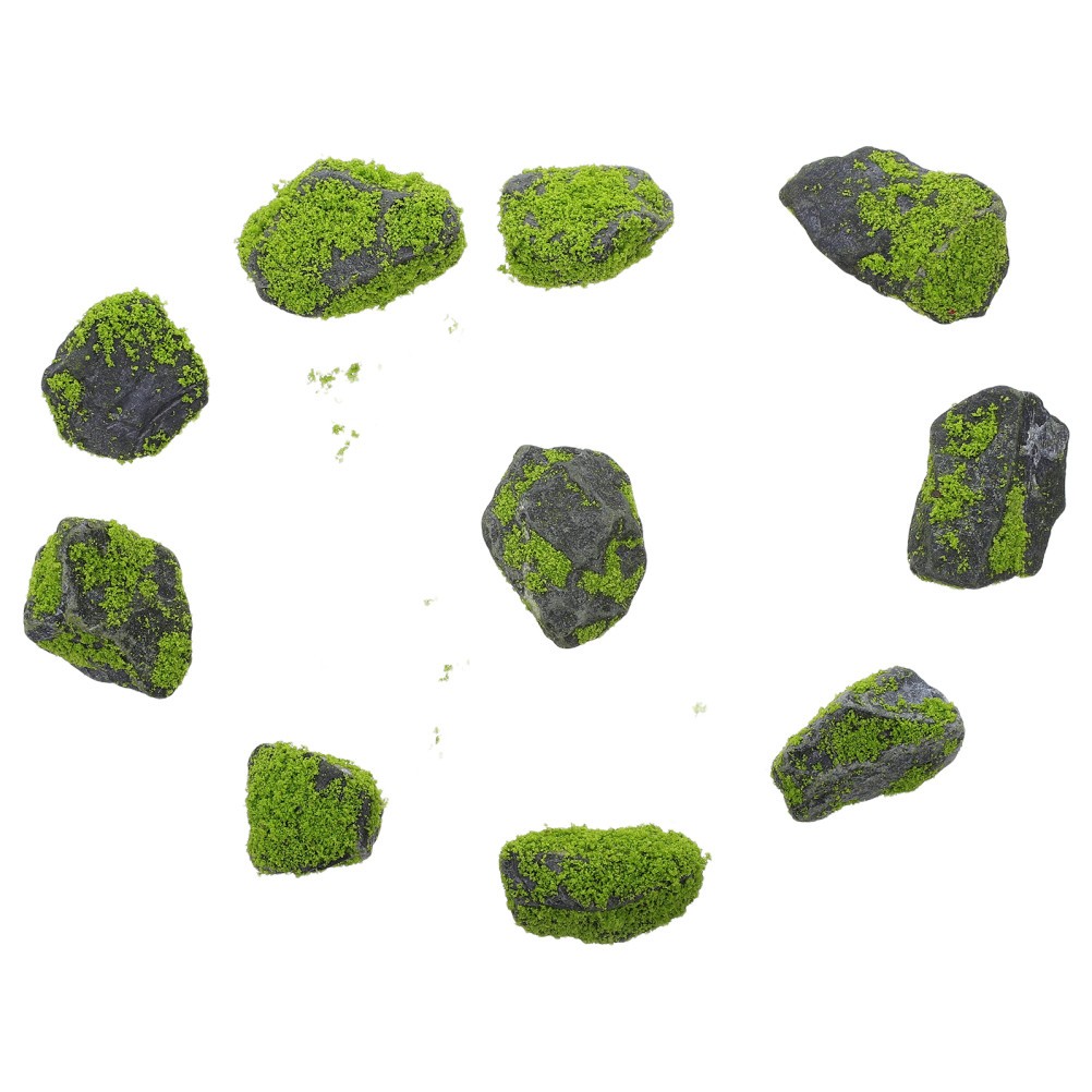 10pcs Artificial Moss Rocks, Lifelike Faux Covered Stones for Terrarium