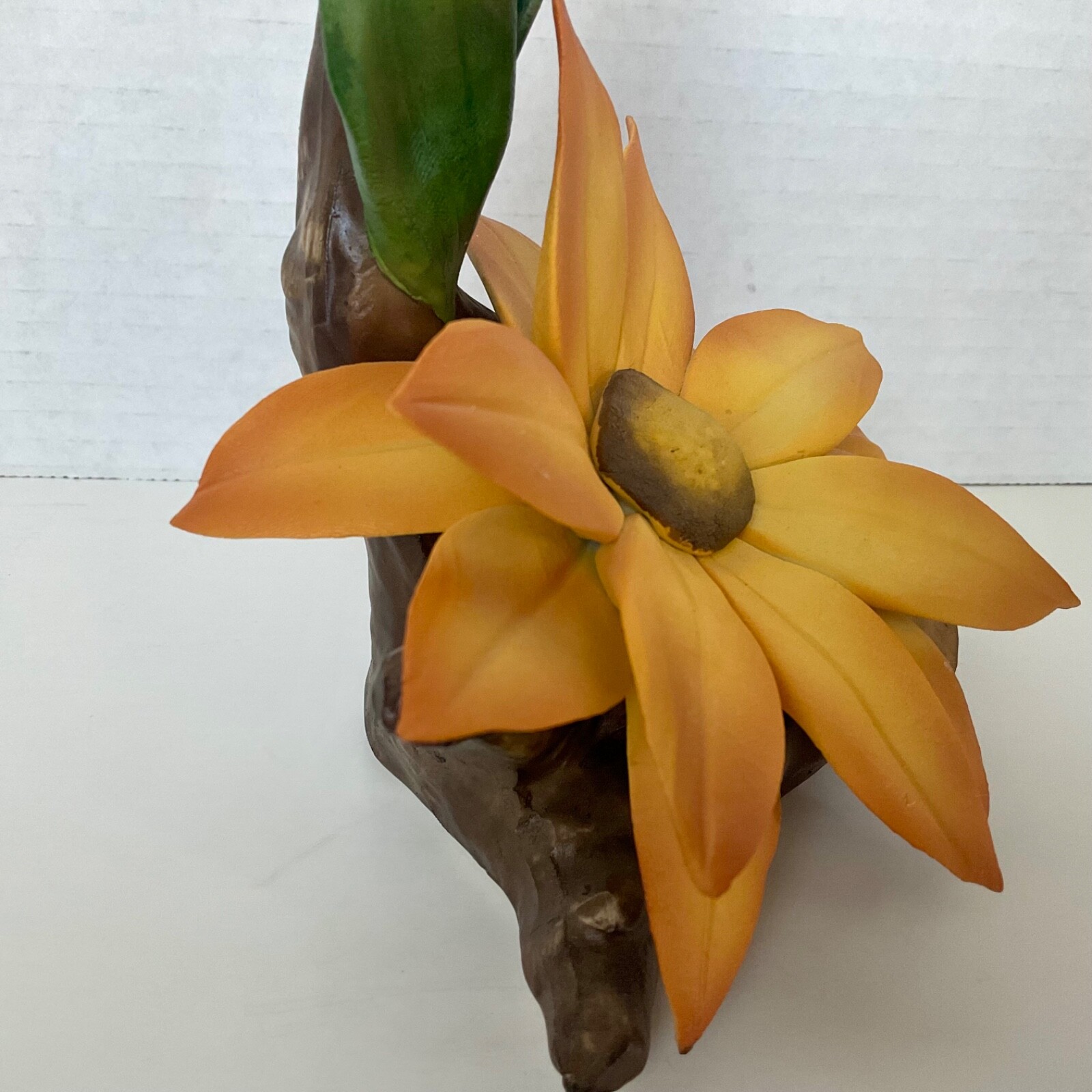 Capodimonte Orange Black Eyed Susan Floral Sculpture Made In Italy 6 3/4” VTG