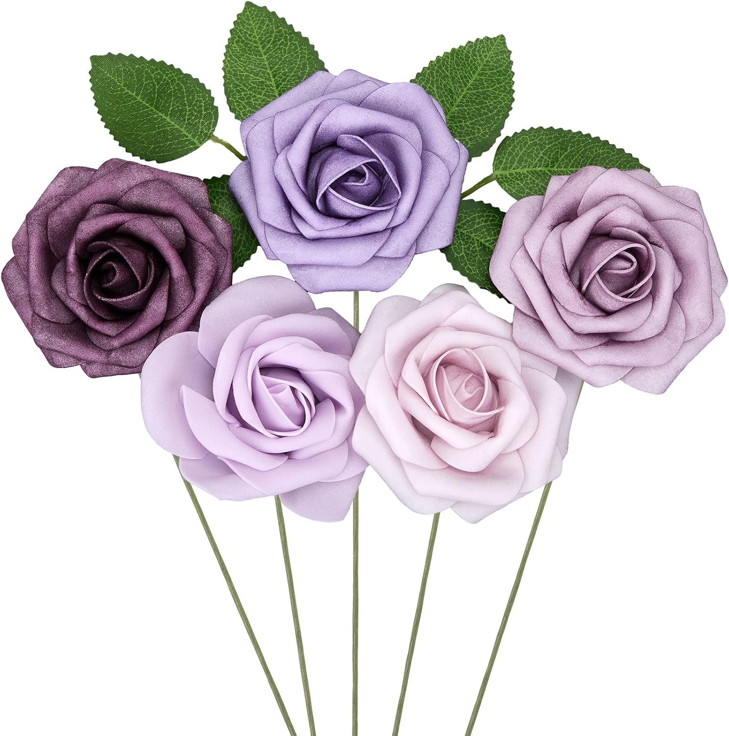 Artificial Foam Rose Flower Faux Rose Flower with Stems for DIY Wedding Bouquets