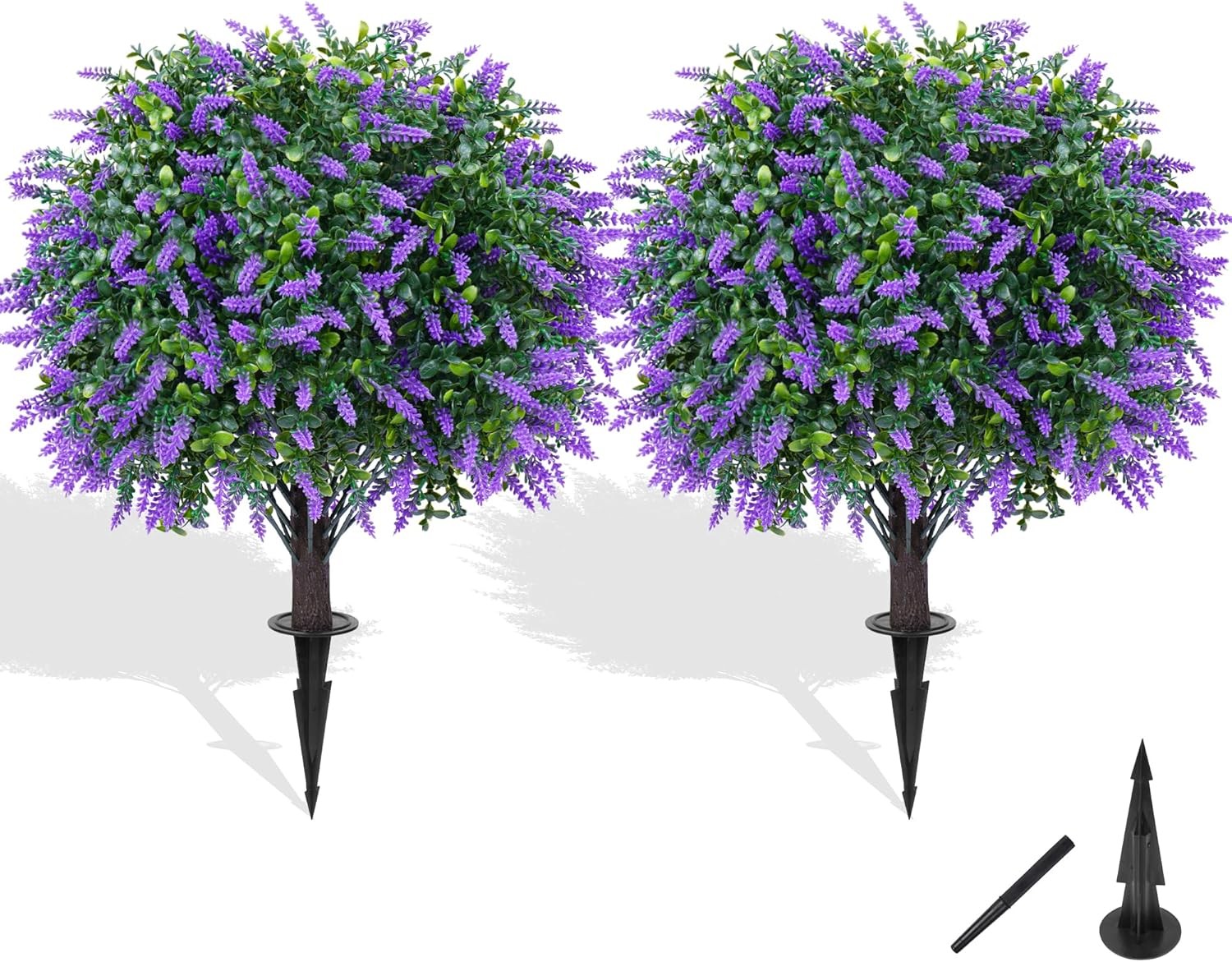 Artificial Cypress Topiary Tree with Ground Spike, 2 Artificial Shrub Bushes