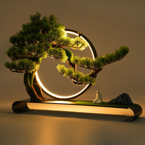 Zen Artificial Pine Tree with Lamp Rings Decoration for Backflow Incense 110V