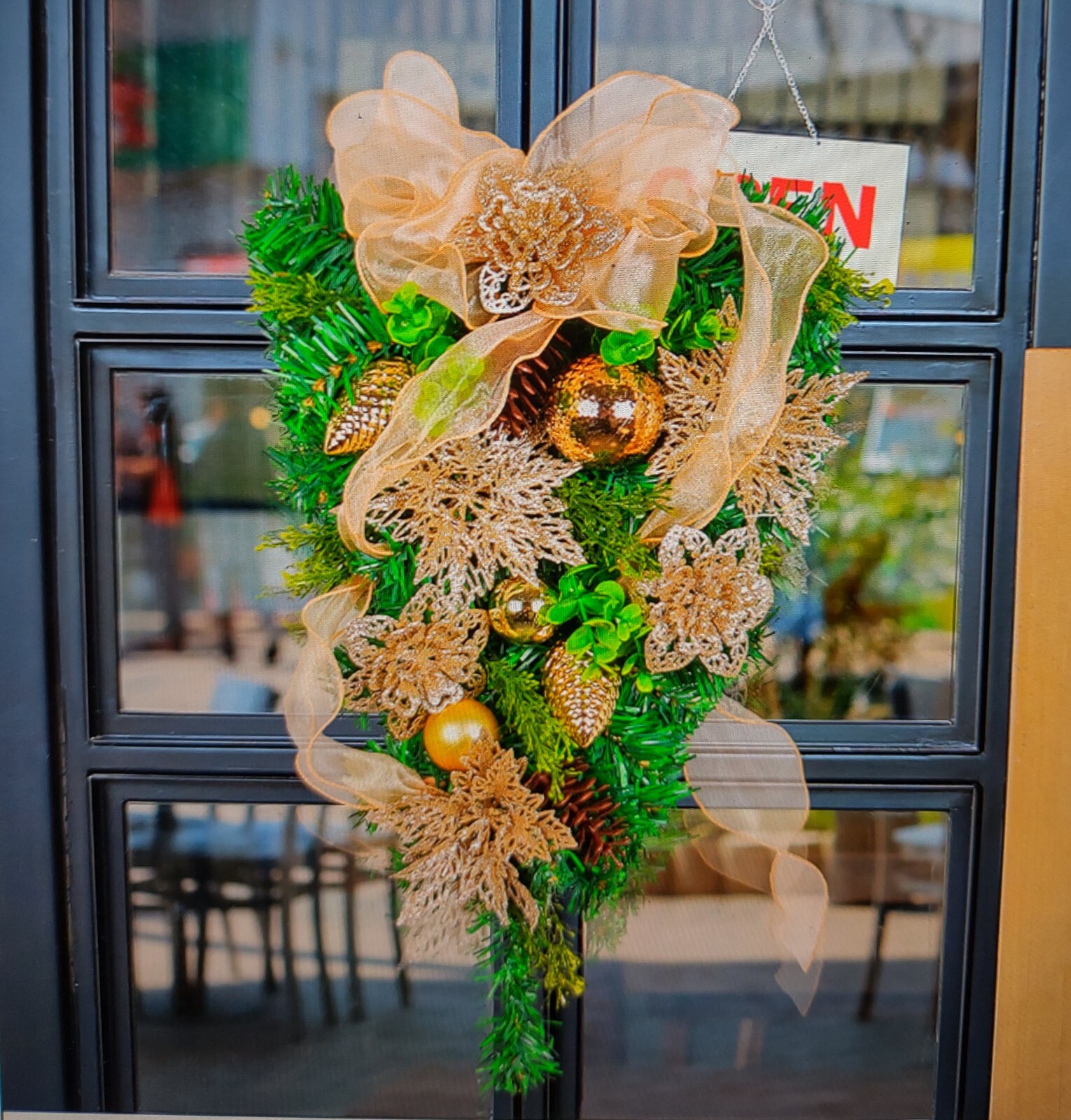 Artificial Festive Seasonal Holiday Wreath for Front Door or Porch