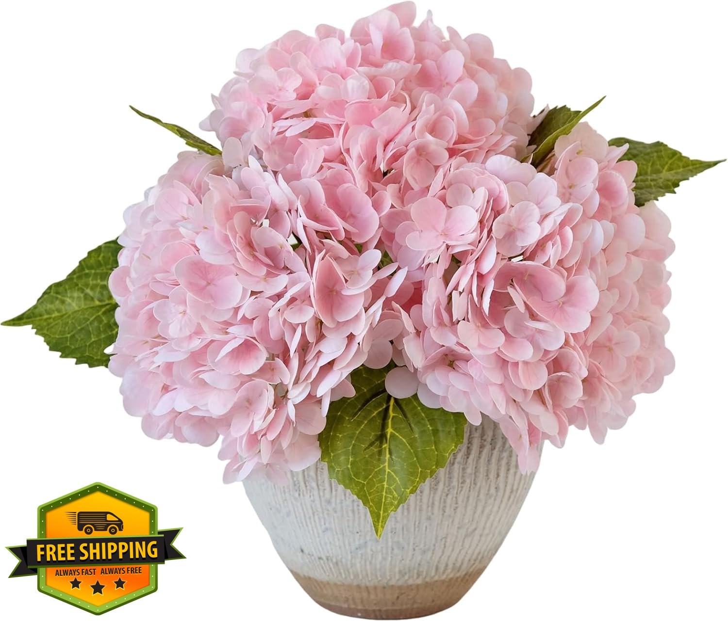 YalzoneMet 3 PC Light Pink Hydrangea Flowers, 21in Real Touch Latex