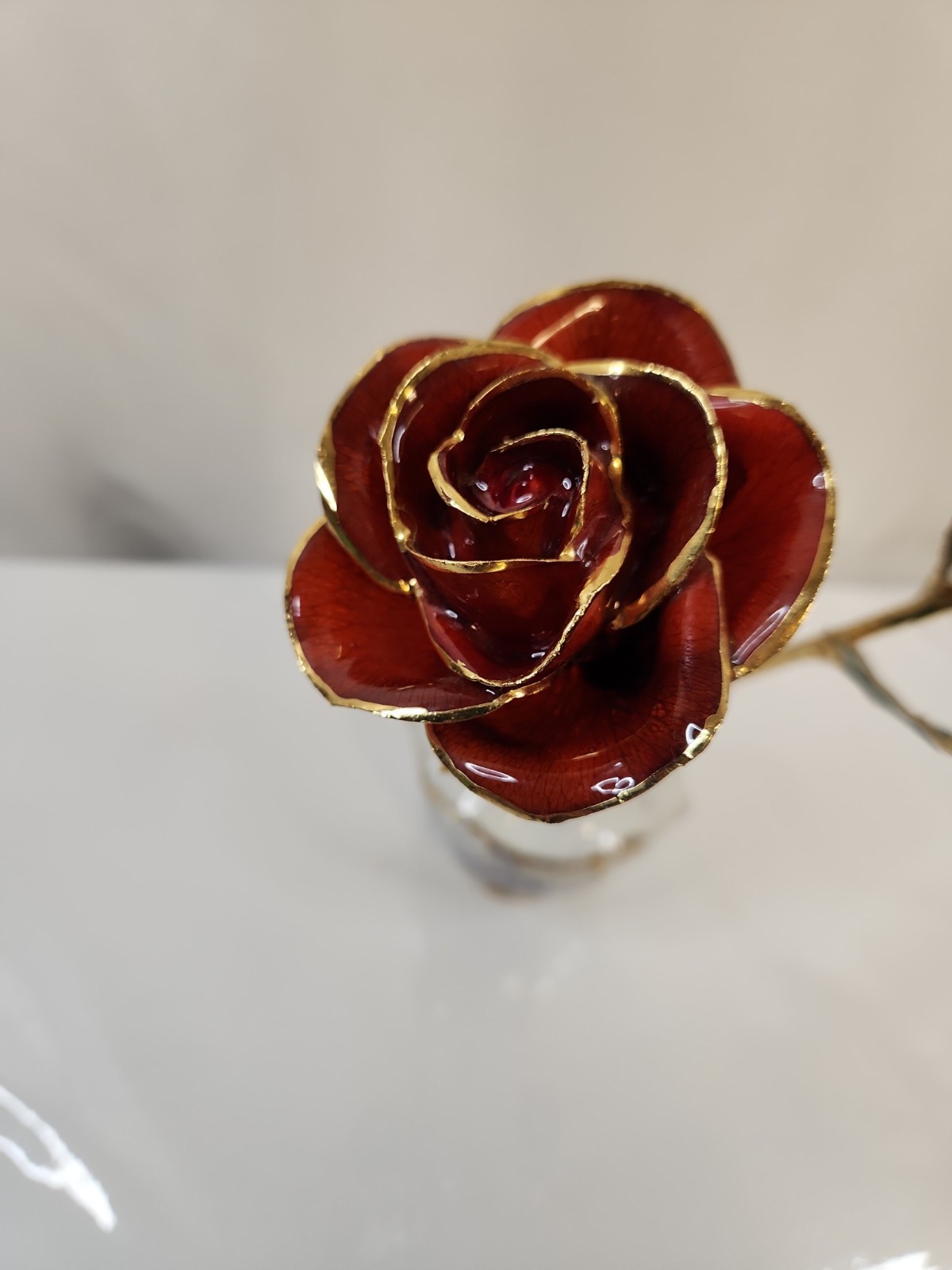 Lovely Red Rose with Gold Accents