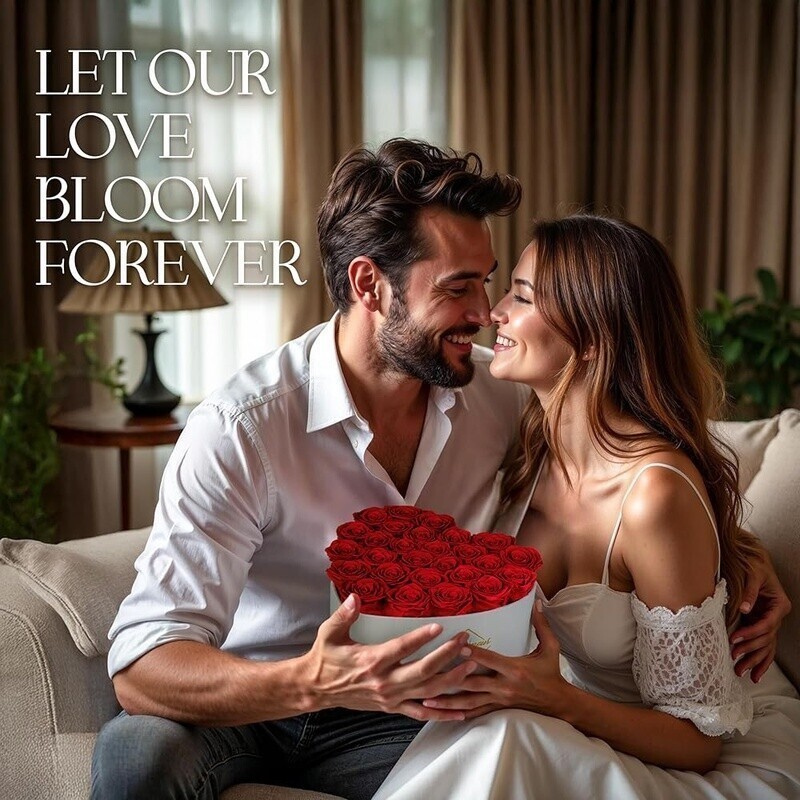 Preserved Roses in Heart Box Forever Flowers Unique Birthday Gifts Women Red New