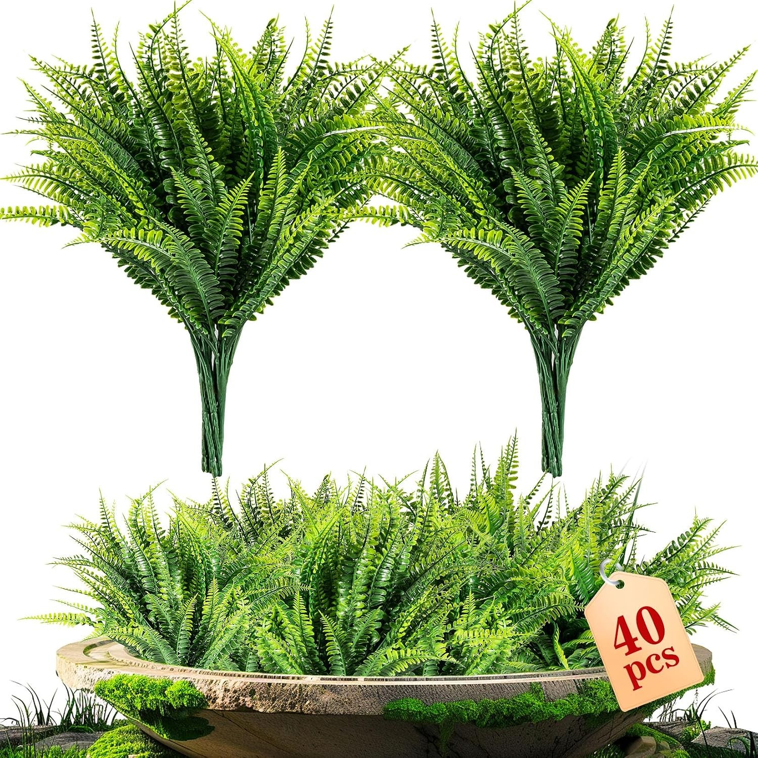10 Pcs Fake Fern Artificial Ferns Outdoors Faux Ferns Outdoor Planter Large