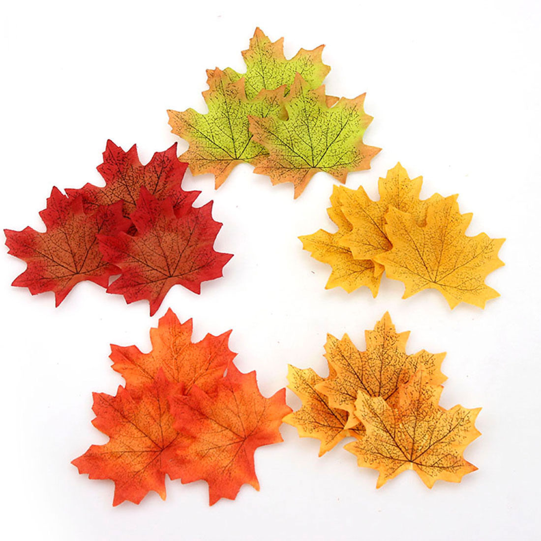 100pcs 6 colors Fall Silk Leaves Wedding Favor Autumn Maple Leaf Decorations
