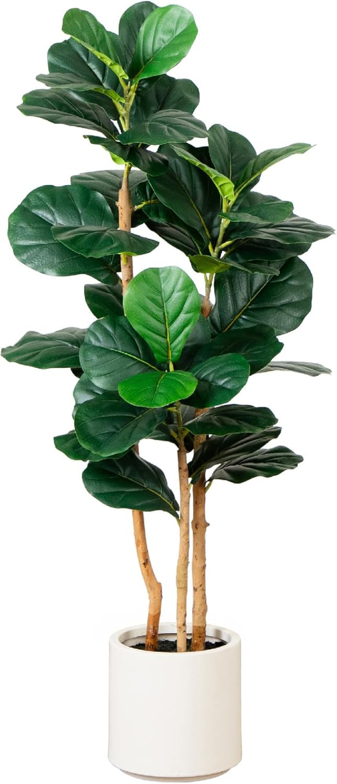 4Ft. Artificial Fiddle Leaf Tree in Stylish White Planter –