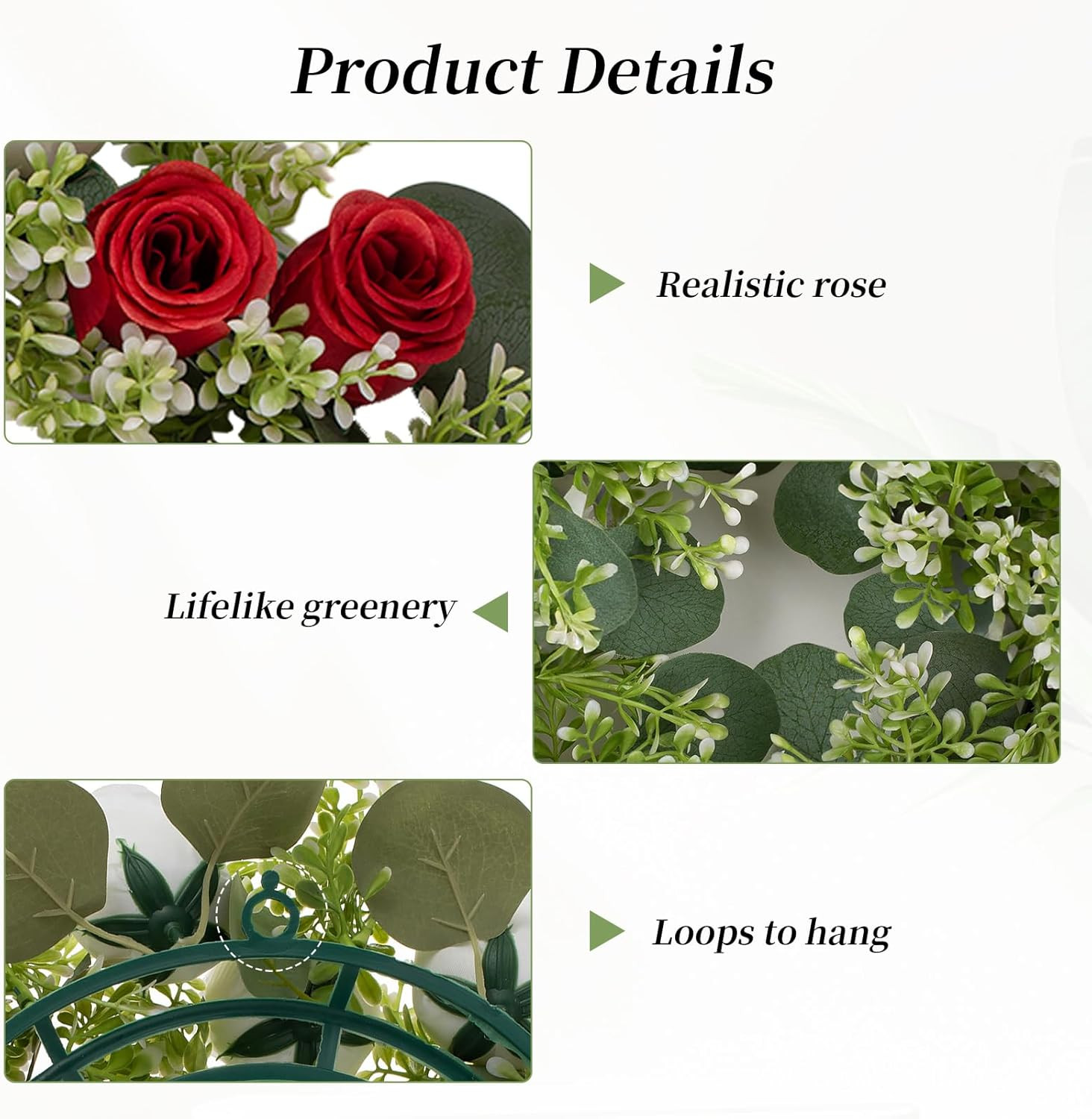 Crimson & White Artificial Rose Centerpiece – 10 Pcs Candle Ring Wreaths