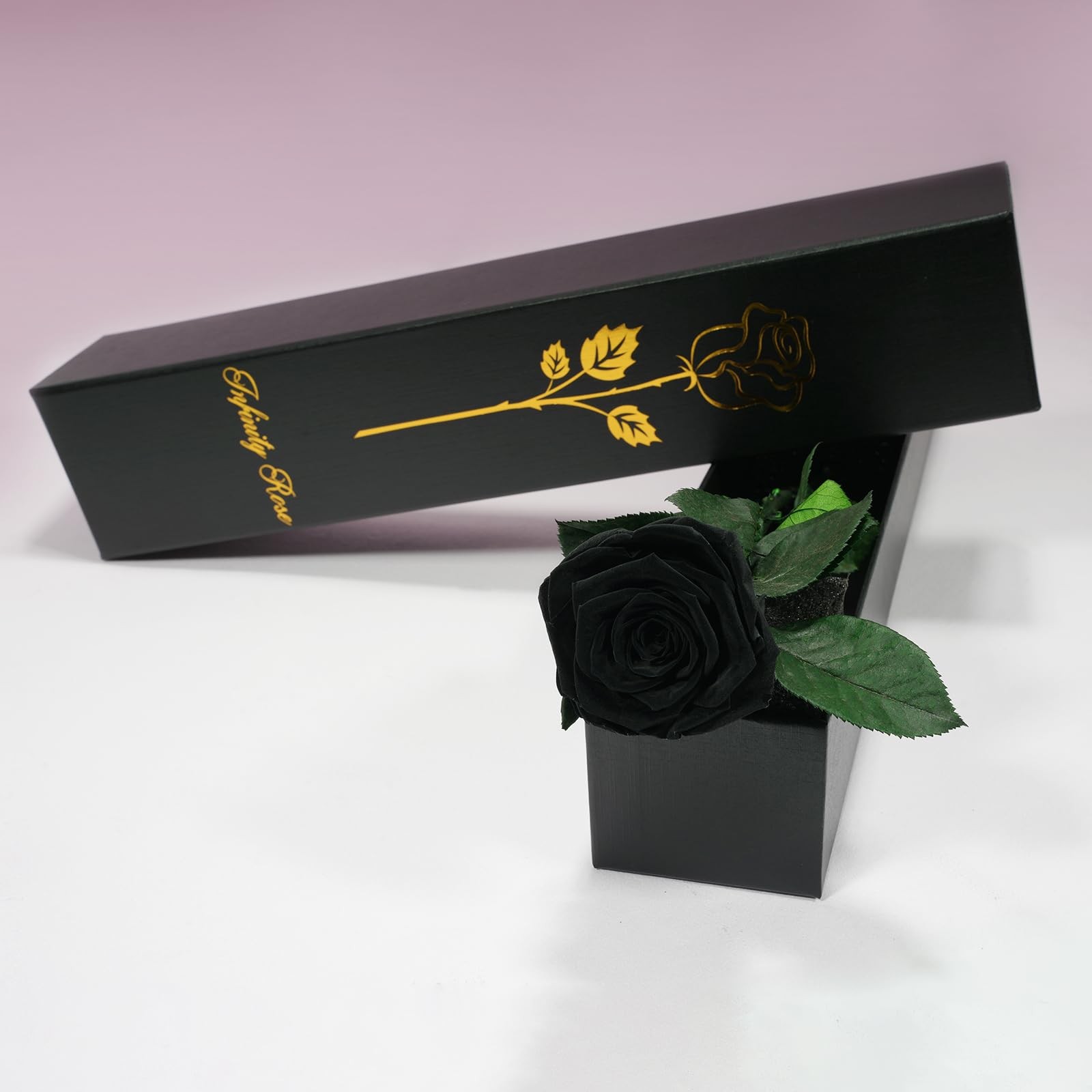 Preserved Black Rose Gift for Women, Mom, Forever Real Flower for Anniversary