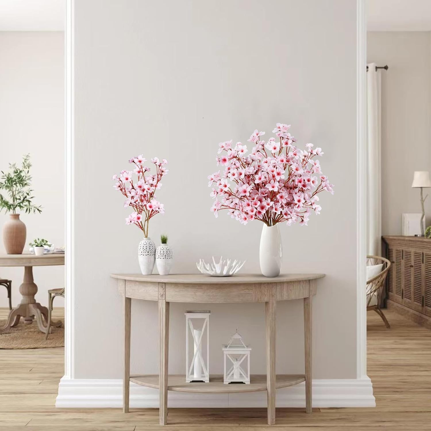 Sggvecsy Artificial Cherry Blossom Flowers 4 Pcs Faux Cherry Blossom Stems Faux