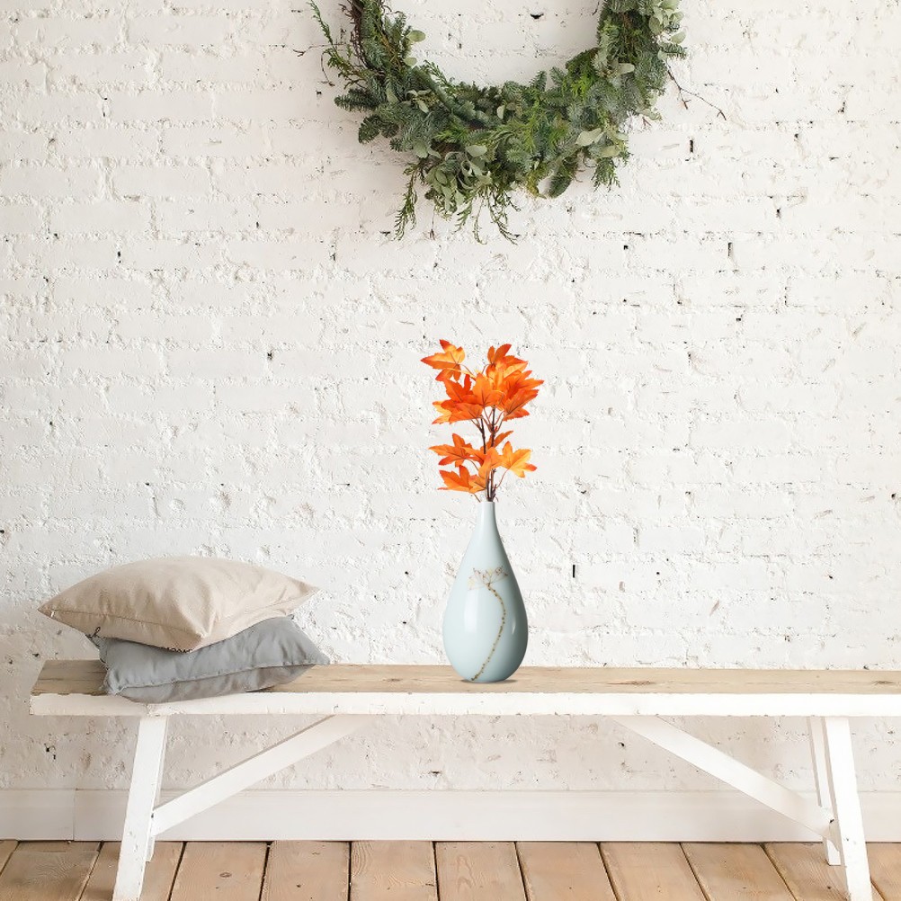 4Pcs Decorative Maple Leaves Orange Faux Branches for Office and Home Display