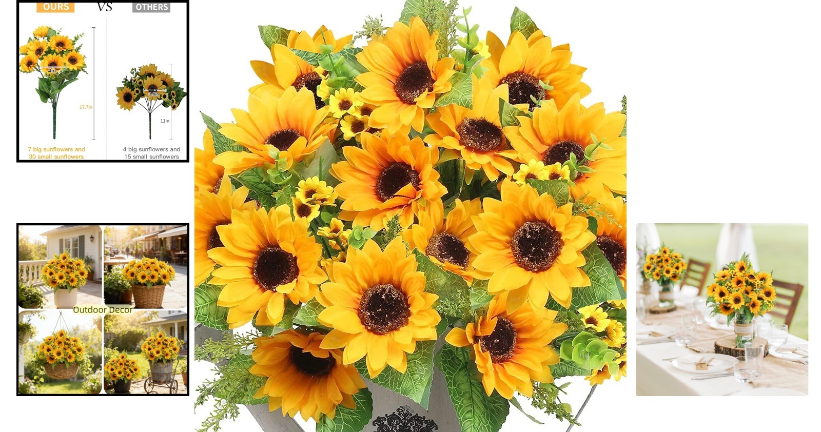 Luxurious 2 Bunches of UV Resistant Silk Sunflowers, Perfect for Home or Parties