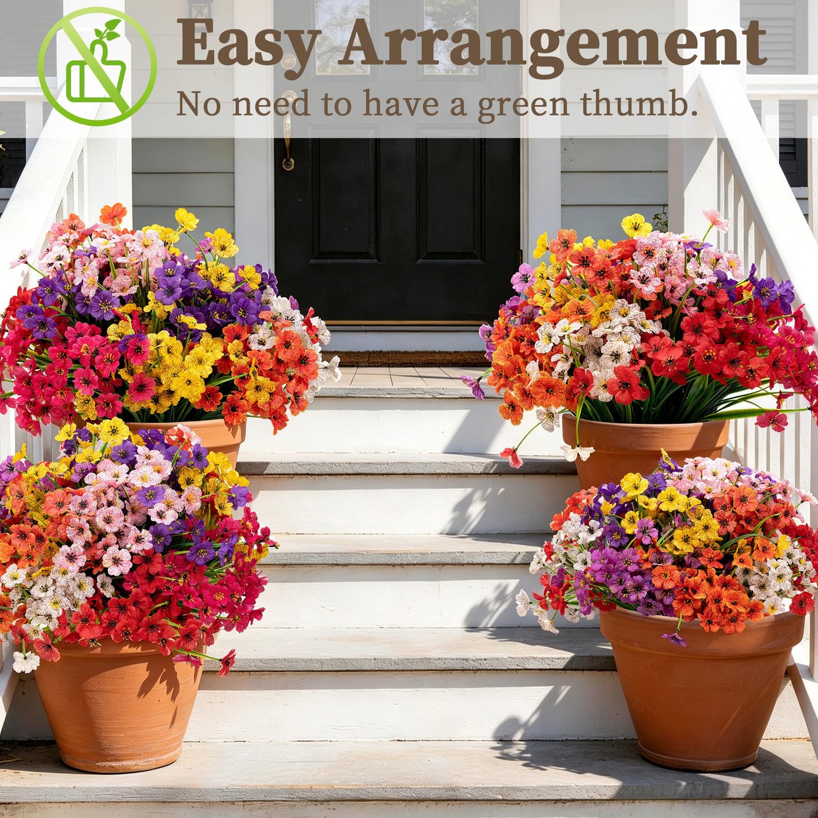24 Bundles Artificial Flowers for Outdoors/Indoors, Fake Flowers Plants for I…