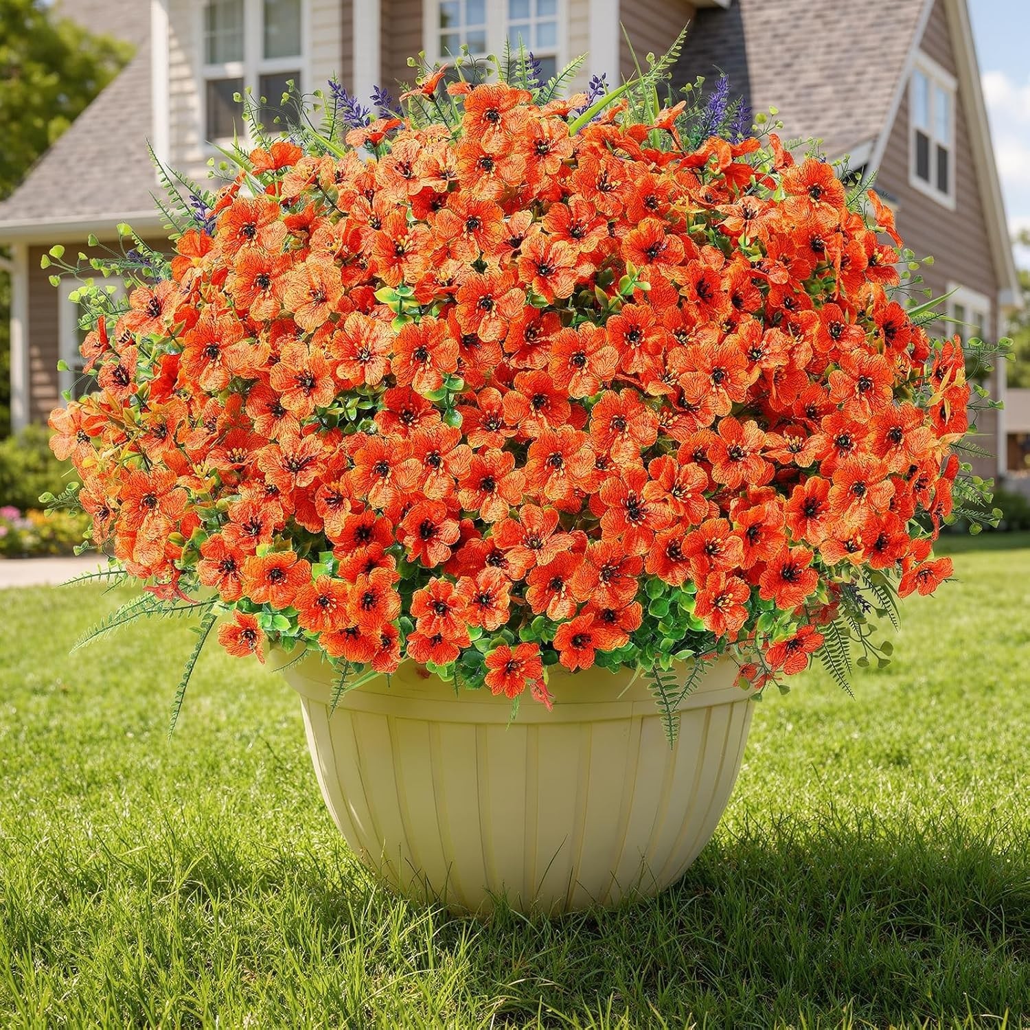 24 Bundles Artificial Flowers for Outdoors Spring Decoration, UV Resistant Eu…