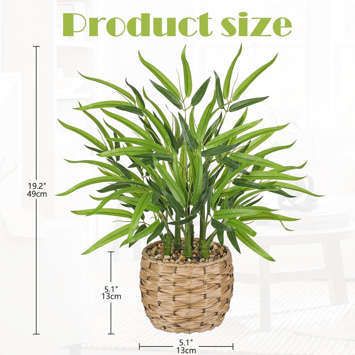 Artificial Bamboo Tree Plant 19 inch Tall Potted Faux Bamboo Indoor Plant