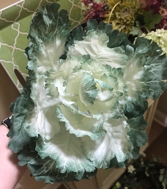 Faux Floral Ornamental Cabbage Set 8 Green Large 11.5 Farmhouse Garden Easter🦩