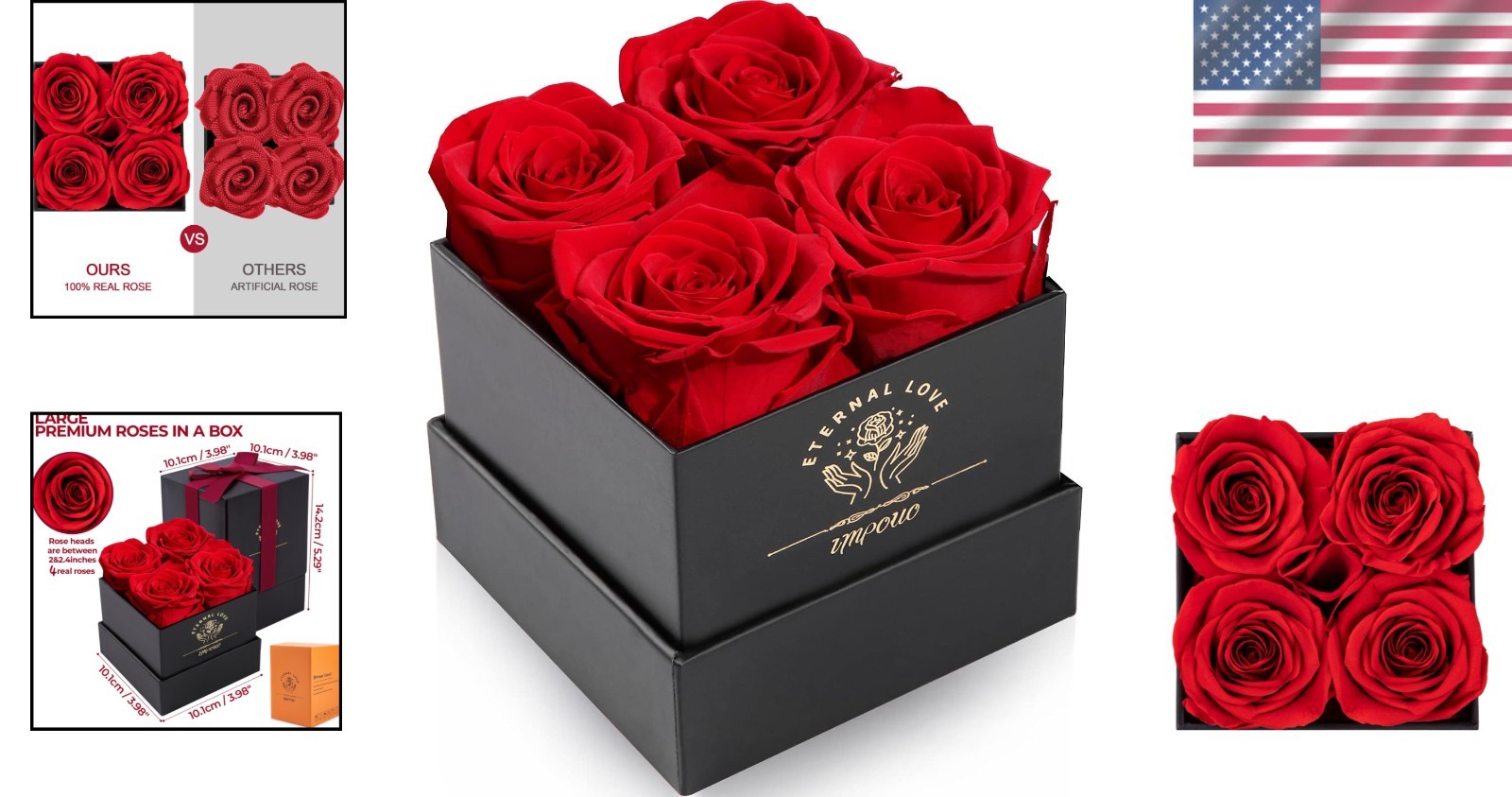4 Red Preserved Roses in Elegant Box – Ideal for Every Celebration