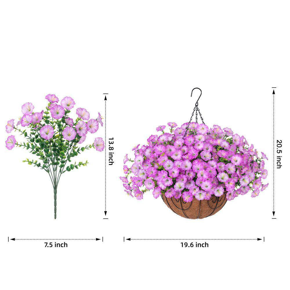20.5 In. Purple Outdoor Artificial Flower UV Resistant Hanging Plants Flowers Ba