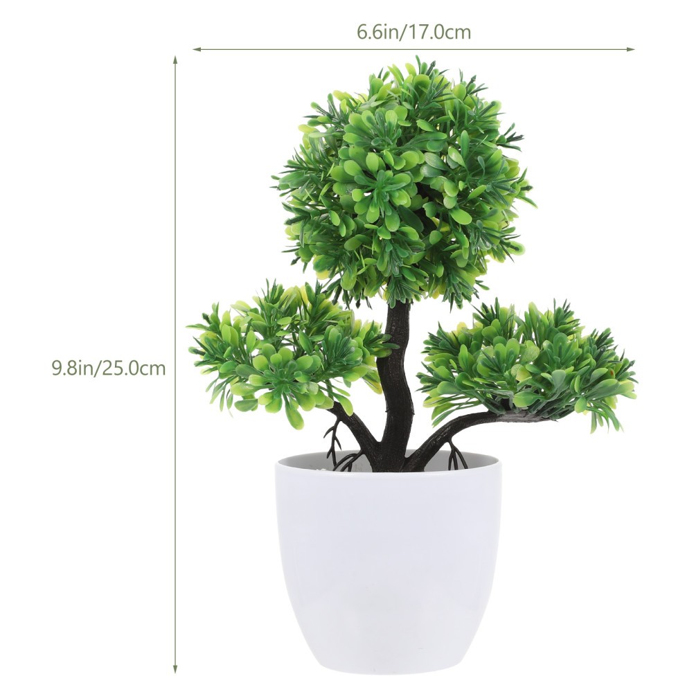 2Pcs Small Artificial Plants in Pot Green Simulated Plants for Home and Office
