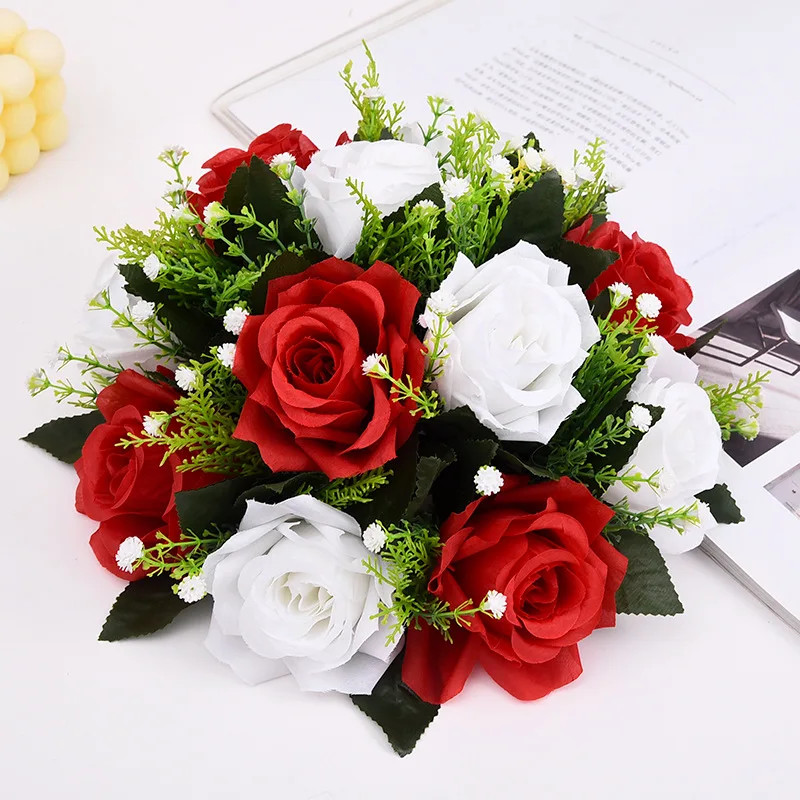 28cm Rose Artificial Flower Balls Wedding Roman Column Road Guide Decorations Bi