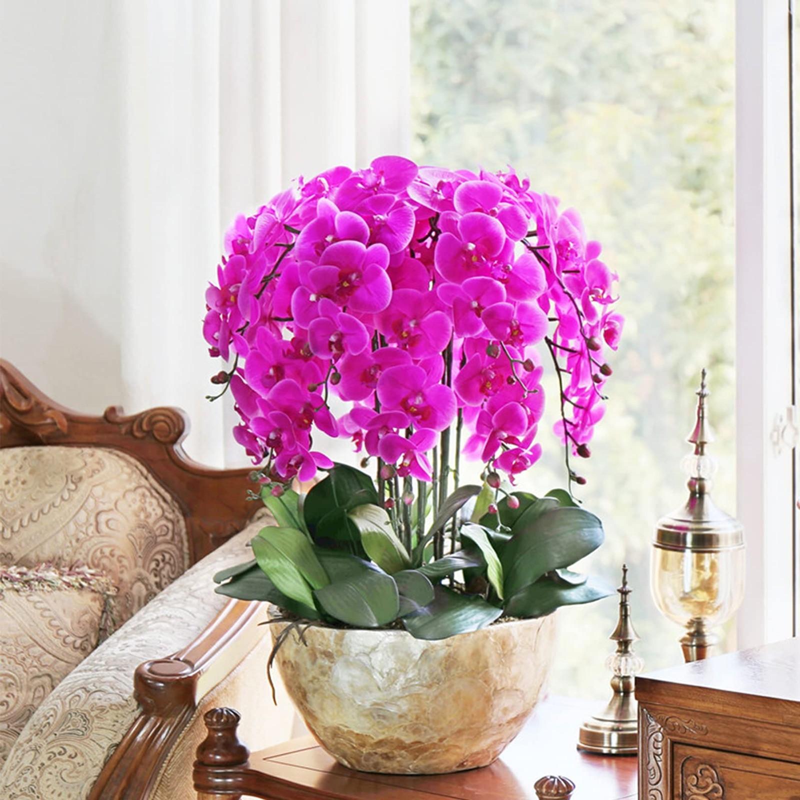 7 PCS Big Size Artificial Green Phalaenopsis Orchid Leaves Plant Bonsai