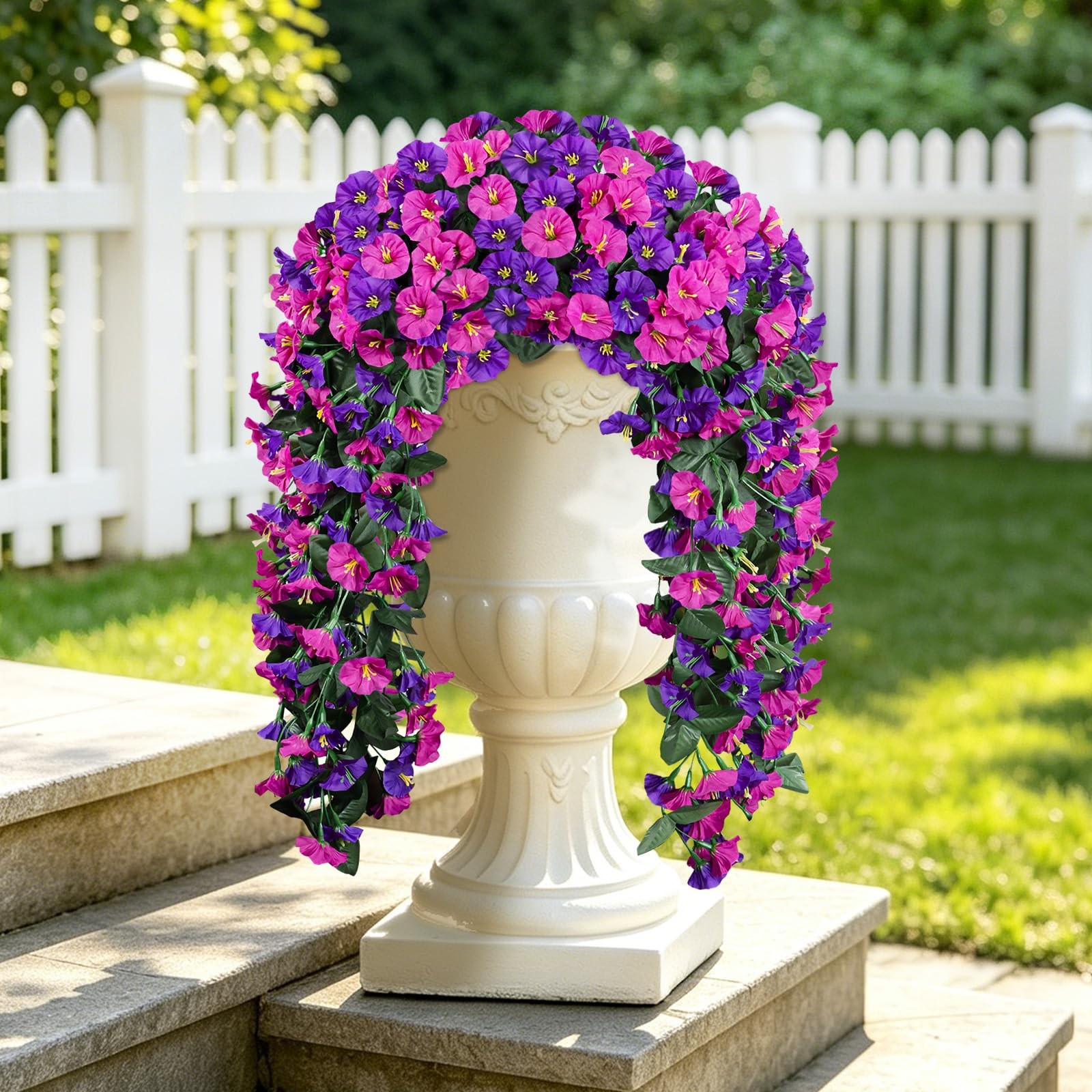 2Pcs 300 Blooms Artificial Hanging Flowers Plants for Outdoor, UV Resistant S…