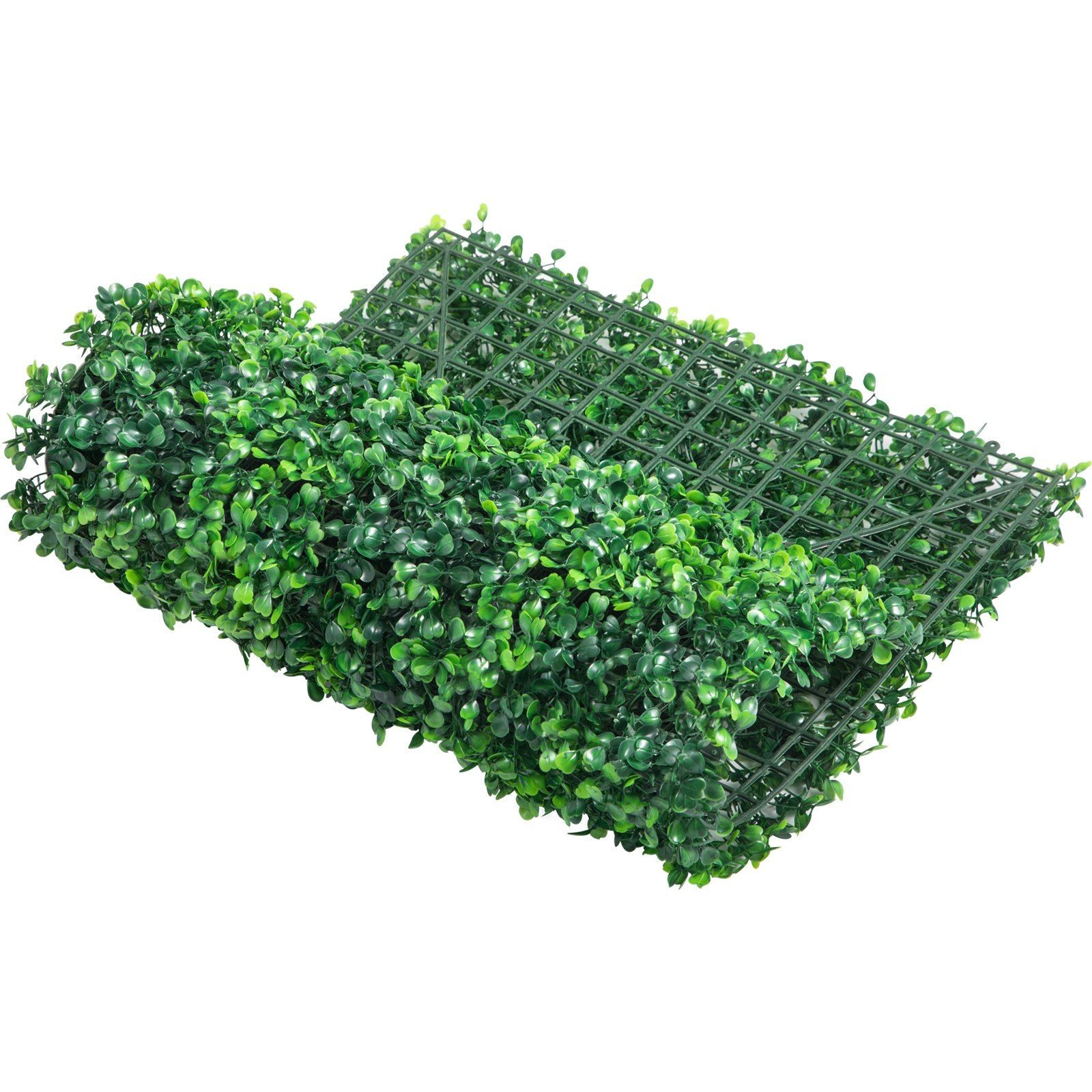 24-Pack Artificial Boxwood Wall 24x16in 1.6in Thick PE Green Hedge Panels