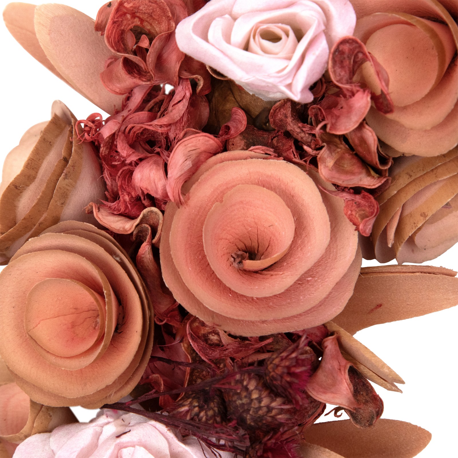 Northlight 13″ Pink and Red Flower and Leaf Wood Artificial Spring Floral Wreath